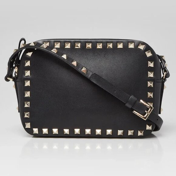 Valentino Black Smooth Leather Rockstud Camera Bag - Picture 1 of 11